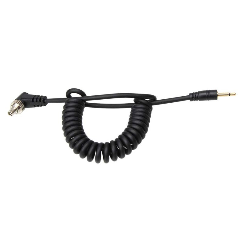 Foto&Tech 2.5 mm Jack to Male Flash PC Sync Coiled Cable with Screw Lock for Trigger Studio Light, 12-Inch Coiled to 34-Inch Max Stretch - Image 1